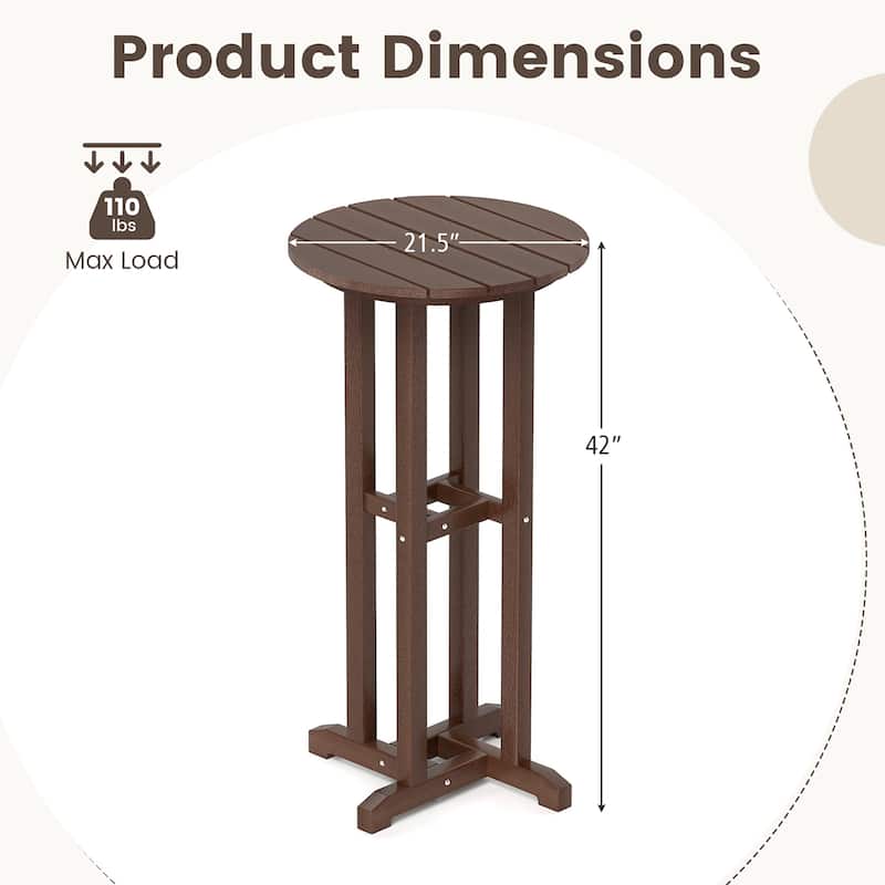 Gymax 21.5'' Round Bar Table Patio HDPE Bar Height Dining Table w/