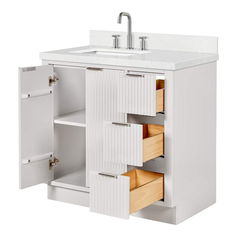 Ariel P36LCQRVO Milan 36" Free Standing Single Basin Vanity Set with