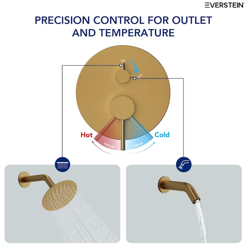 6" Dual-Function Tub and Shower Faucet Set, Modern Tub And Shower Trim Kit Valve Included
