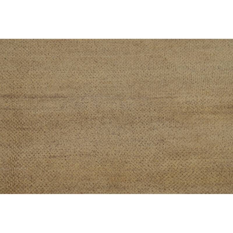 Modern Gabbeh Oriental Area Rug Handmade Solid Yellow Wool Carpet - 6'5" x 9'3"