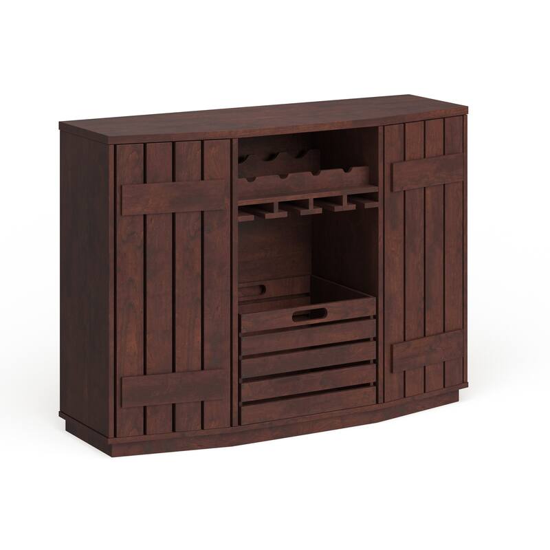Furniture of America Lath Rustic 6-shelf Server - Vintage Walnut