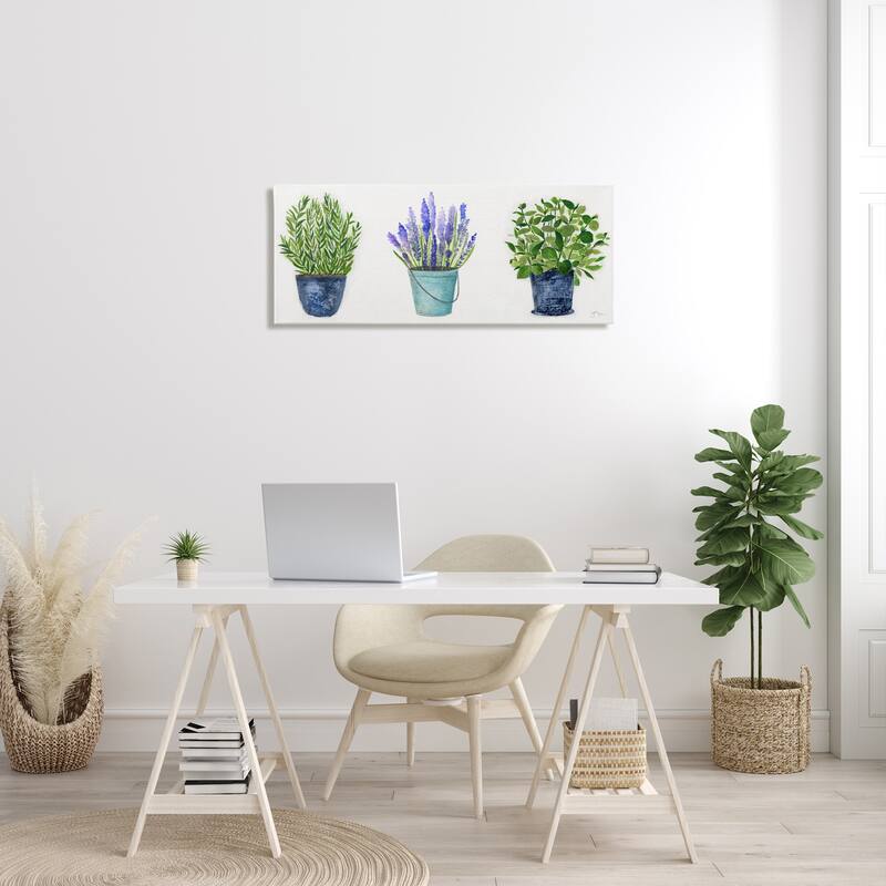 Stupell Varied Potted Plants Herbs Country Botanical Farmhouse Canvas Wall Art, Design by Janet Tava