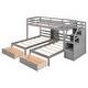 preview thumbnail 5 of 12, Triple Bunk Beds with Stairs & Drawers, Space-Saving Design, Twin Wooden Bunk Bed Frame w/Built-in Shelves for Kids Teens Adults