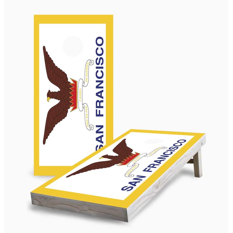 San Francisco City Flag Cornhole Game (Choose Wraps or Boards) - 2x4 Boards (24" x 48") - Include Carrying Case