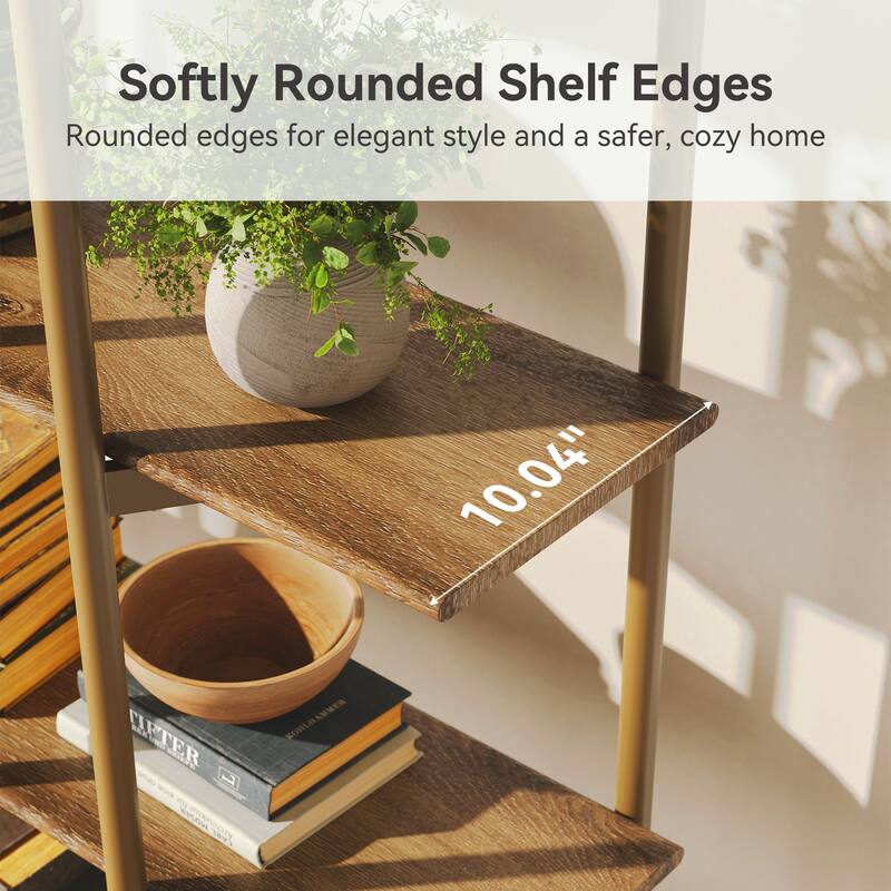 6-Tier Bookshelf, 55.1" W x 70.9" H Bookcase with Metal Frame