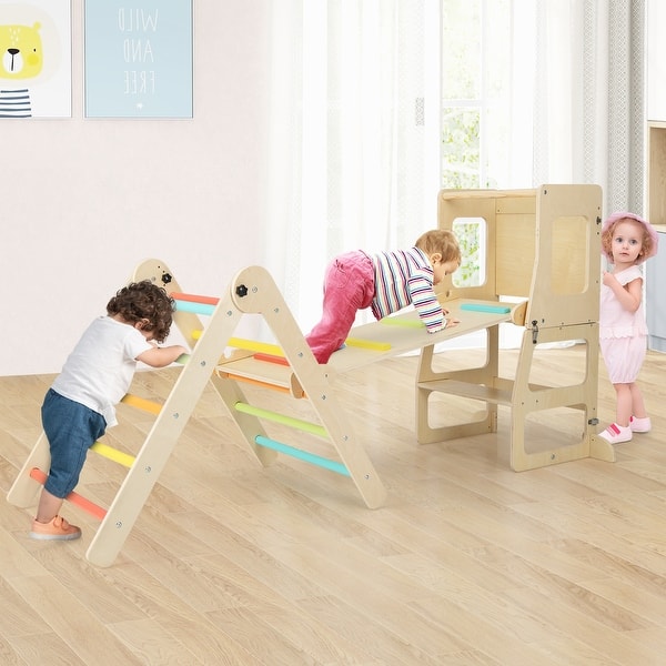 slide 2 of 23, 7-in-1 Toddler Climbing Toy Connected Table and Chair Set for Boys and Girls - 31.5” x 23.5” x 5” (L x W x H) Multi
