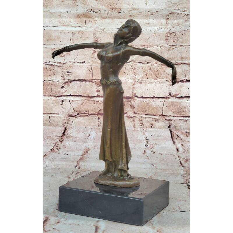 Chiparus Art Deco Bronze Dancer Sculpture With Outstretched Arms
