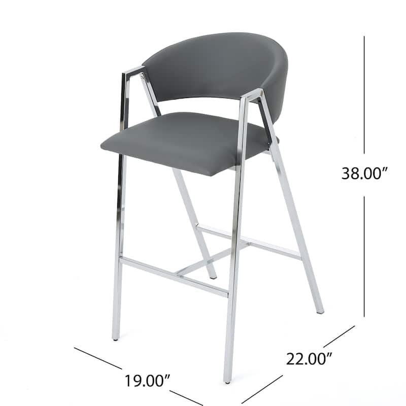 Modern Faux Leather Upholstery Bar Stool (Set of 2)