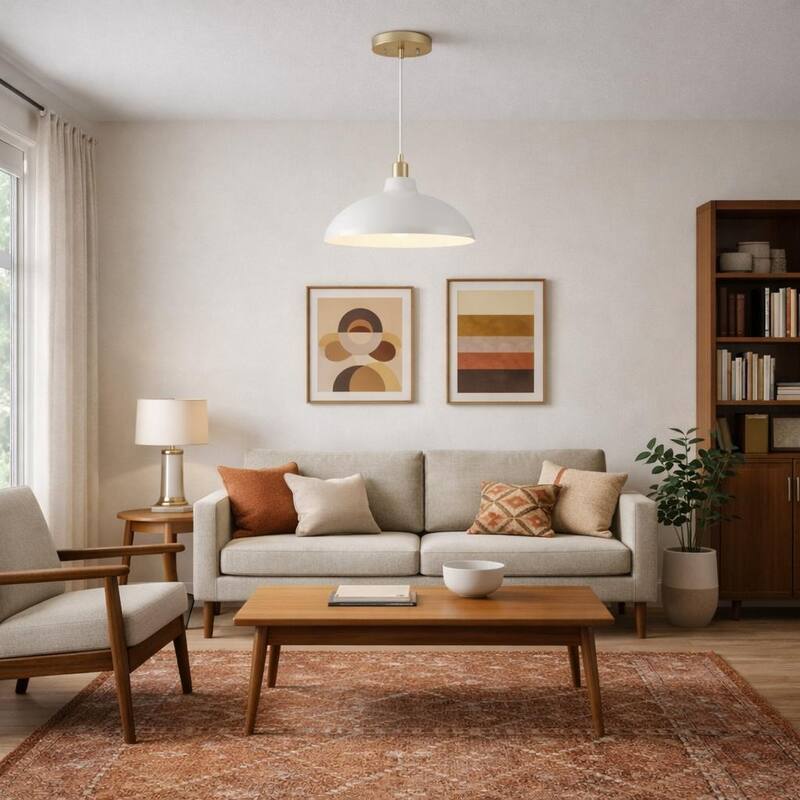 Sockras Single Dome Pendant Lamp with Gold Brass Accents