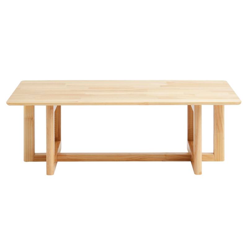 47-Inch Modern Rectangle Rattan Coffee Table with Rubber Wood Top Suitable for Any Small Space - 47.2 x 23.6 x 15.7 in