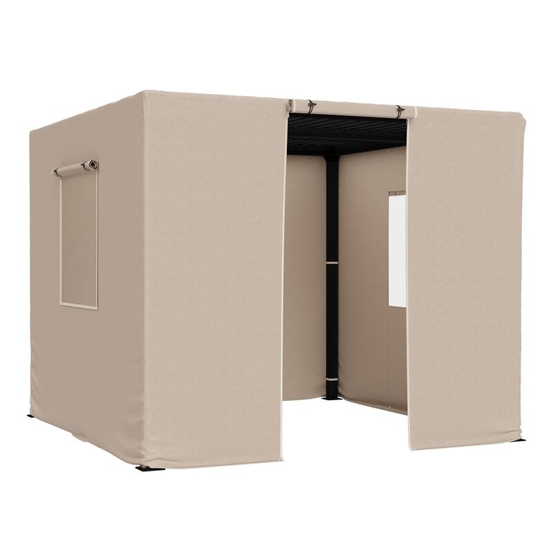 EROMMY Waterproof Pergola Winter Cover with Sidewalls, Mesh Windows and Roll-Up Door, All-Season Weather Enclosure