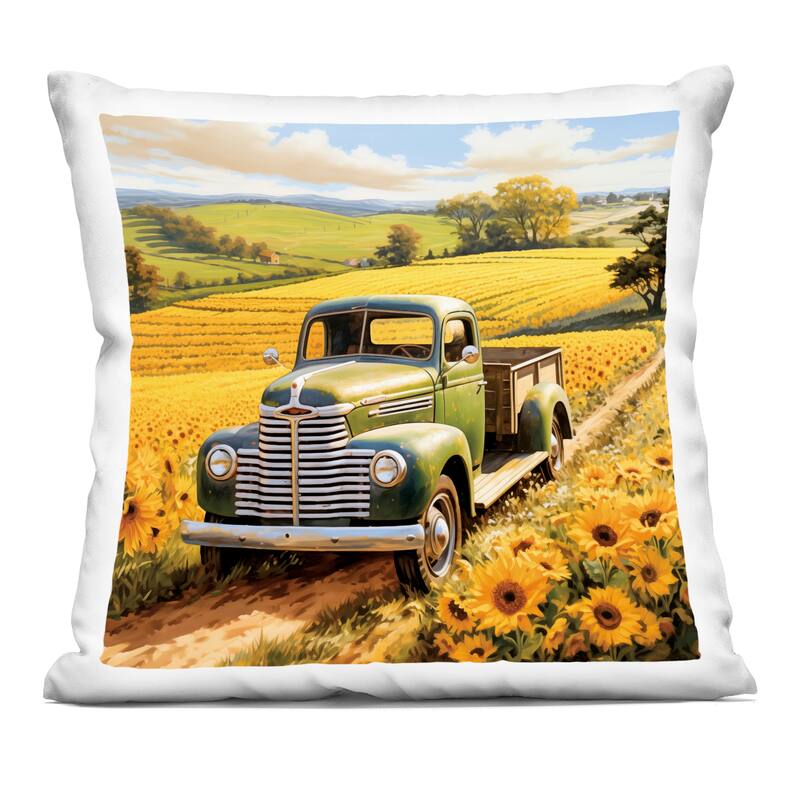 Stupell Truck Through Sunflower Field Decorative Printed Throw Pillow Design by Heidi Kuntz - Accent - Polyester - Yellow - Single