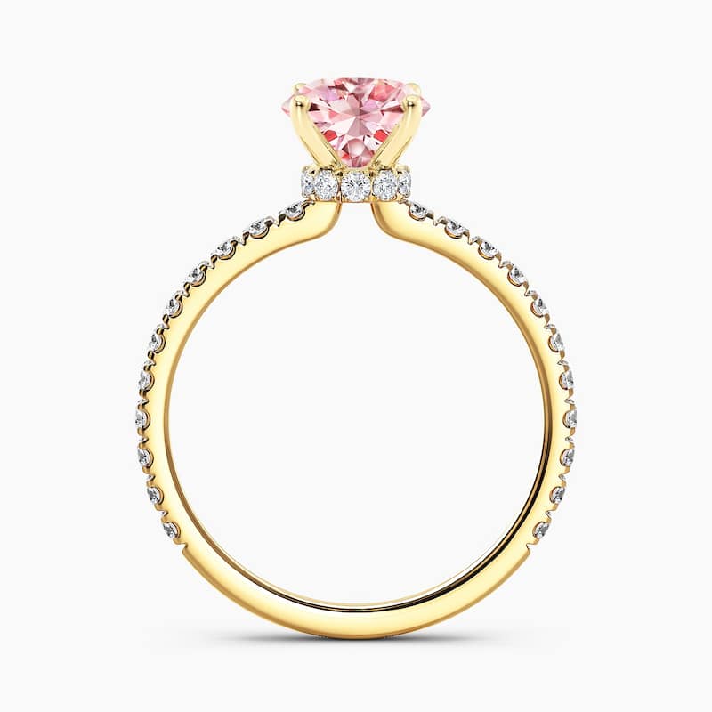 Auriya 14k Gold Oval Lab Grown Ribbon Halo Engagement Ring 0.50 to 2.50 ct. tw. (Pink, VS-SI)