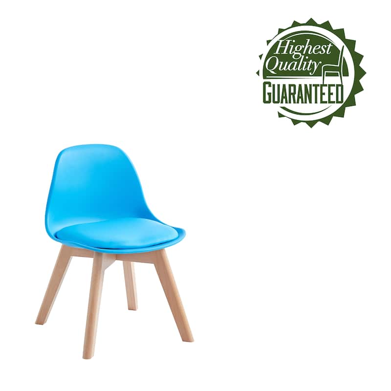 Porthos Home Brynn Kids Chair, Plastic Shell With Seat Cushion, Beech Wood Legs