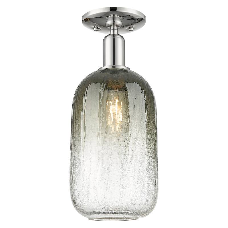 Innovations Lighting Downtown Urban - Brookhaven Cloche - 1 Light 7" Semi-Flush Mount Light - Polished Nickel/Slate Shade