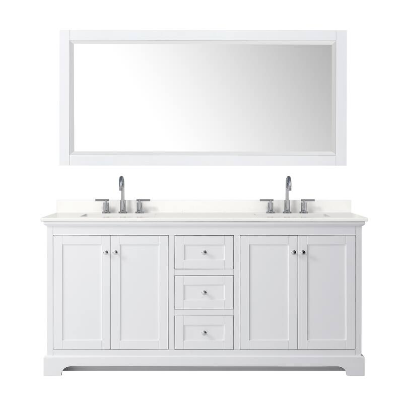 Avery 72-inch Double Vanity, Quartz Top, 70-inch Mirror