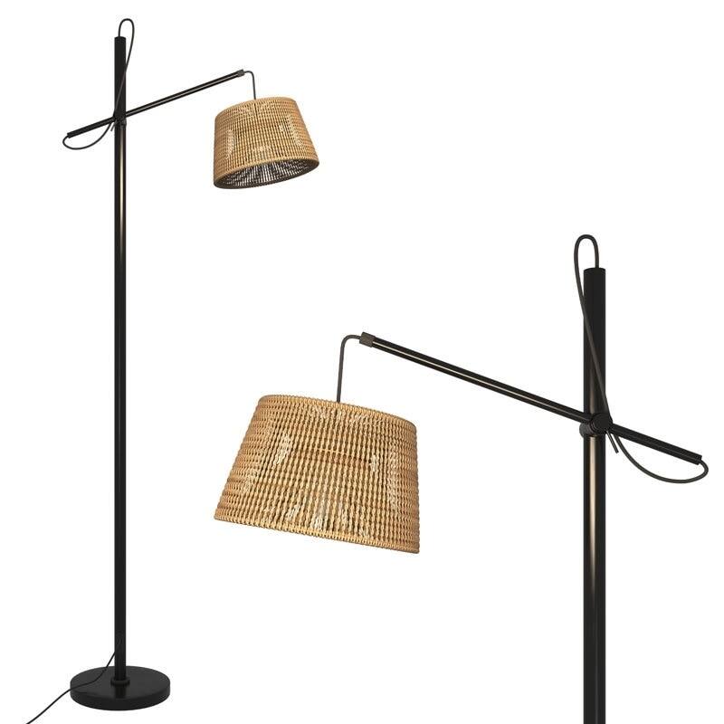EROMMY Modern Floor Lamp – Foot-Operated Standing Light with Woven Shade, LED Bulb for Living Room, Bedroom or Office - 70" H