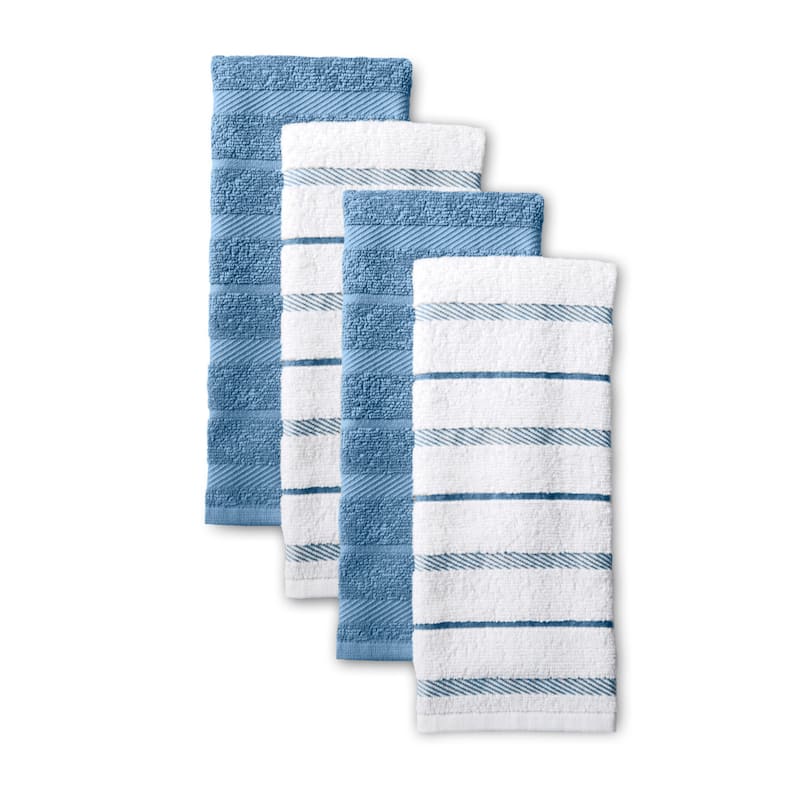 KitchenAid Albany Kitchen Towel Set, Set of 4 - 16"x26" - Blue Velvet