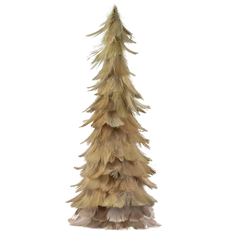 Small Layered Feathers Cone Tree Christmas Tabletop Decoration - 15.75"