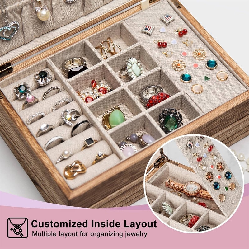 Jewelry Box for Women - 7"D x 10"W x 4.8"H