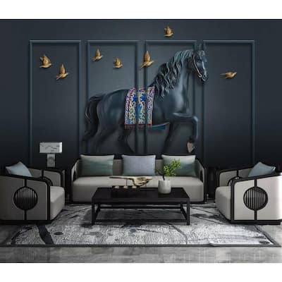 GK Wall Design 3D Embossed Dark Horse Sculpture Modern Removable Wallpaper