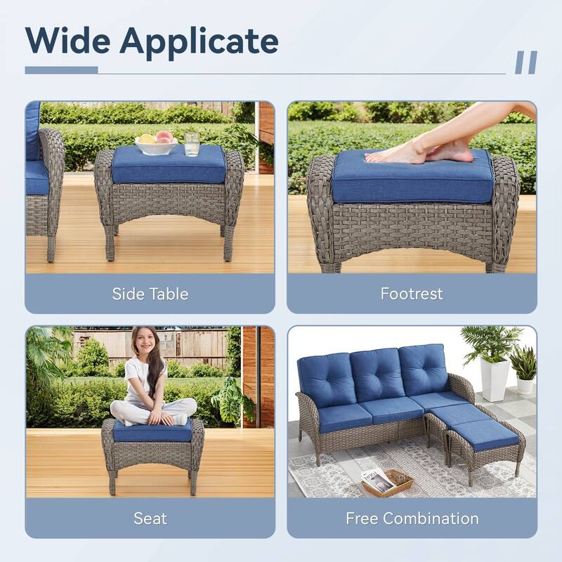 Gymojoy 5-Piece Outdoor Wicker Patio Swivel Chair & Ottoman Set, Rattan Coversation Set with Water Resistant Cushions