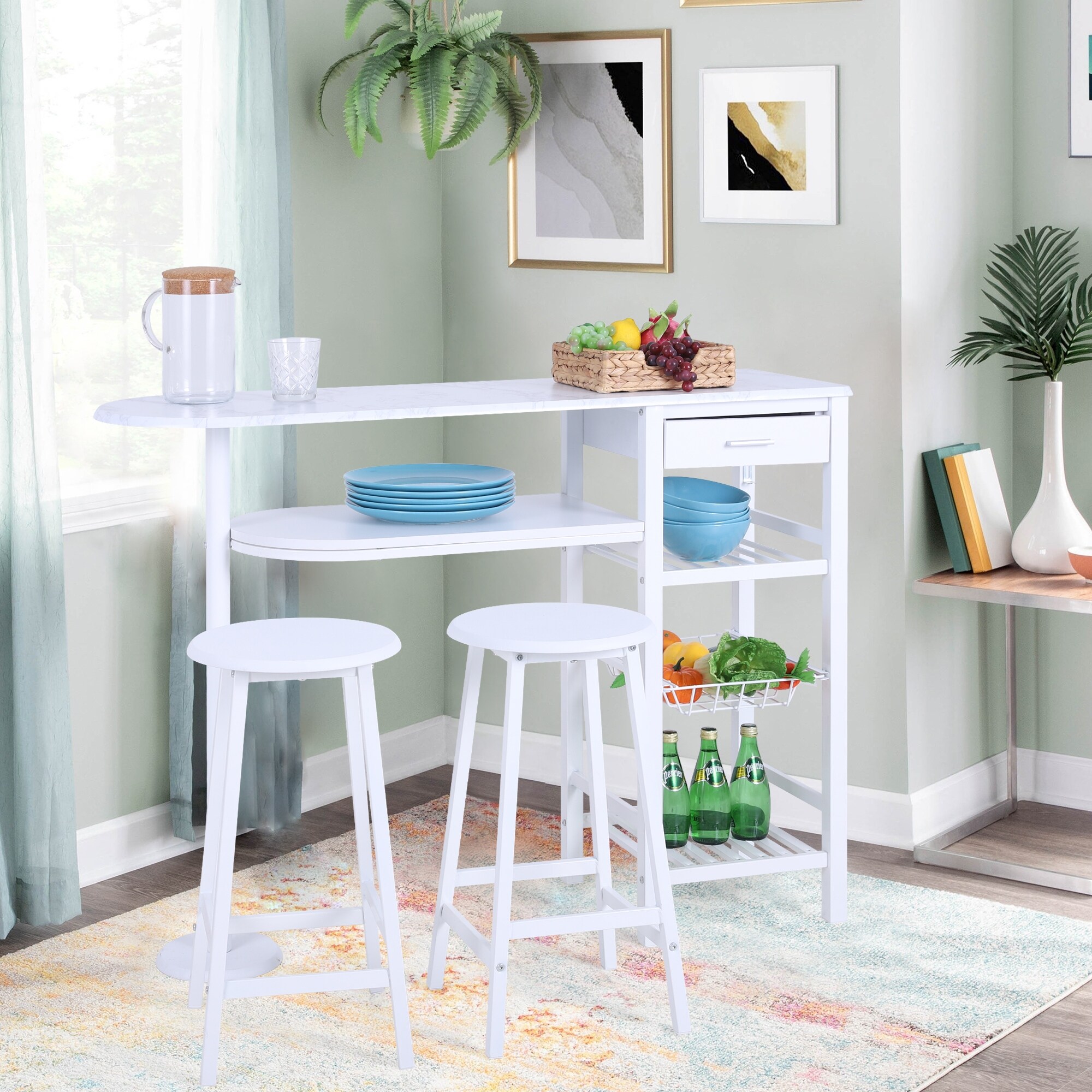 Sophia William Home Kitchen Compact 3 Pieces Bar Bistro Set with 1 Bar Table and 2 Stools Bed Bath Beyond 34279882