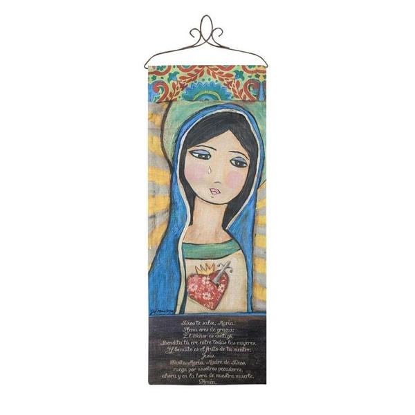 36.5" Yellow and Blue Immaculate Printed Rectangular Wallhanging with Top - N/A