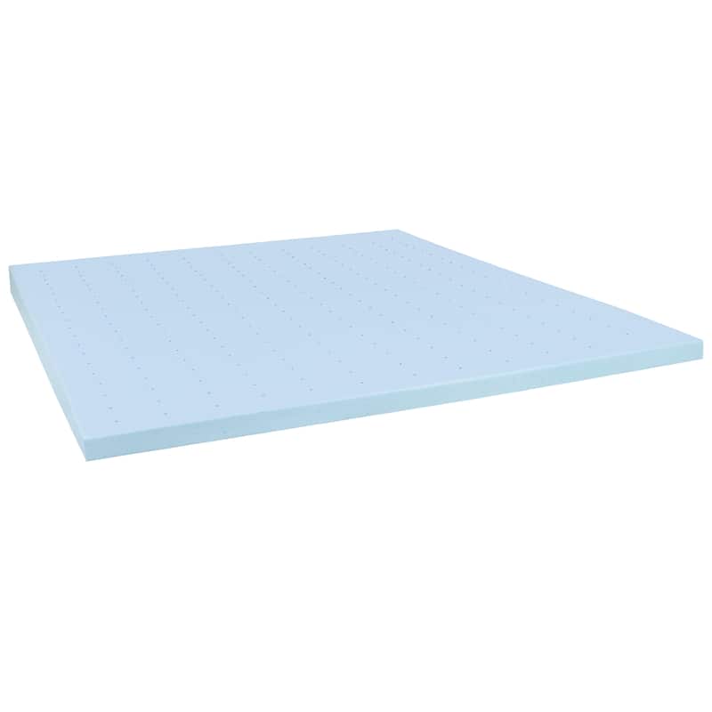 Gel Infused Hypoallergenic Cooling Memory Foam Mattress Topper - Blue