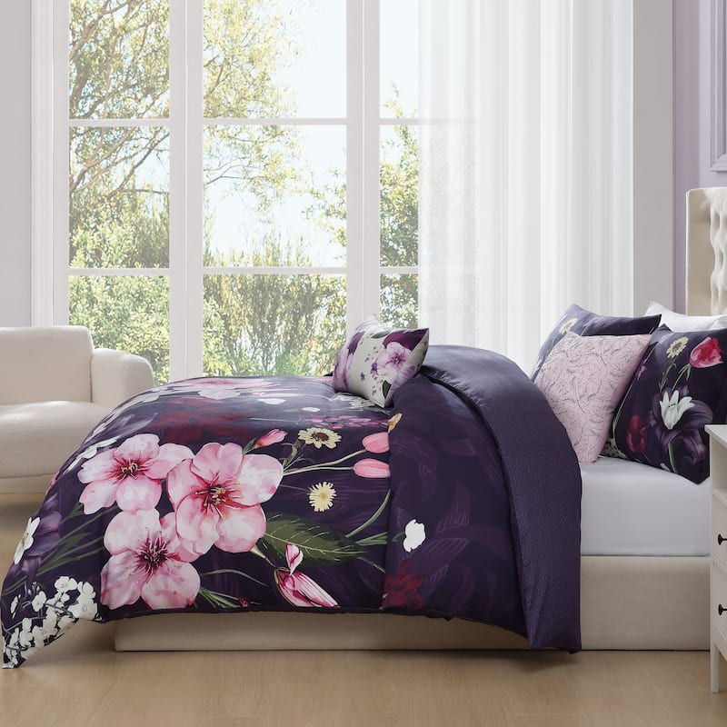 Bebejan Morning Glory 100% Cotton Sateen 5 Piece Reversible Comforter Set