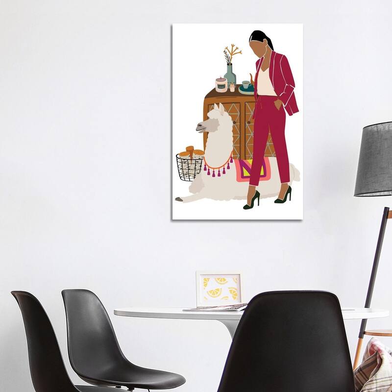 iCanvas "Christmas With Llama" by Jania Sharipzhanova Canvas Print - 40x26x1.5