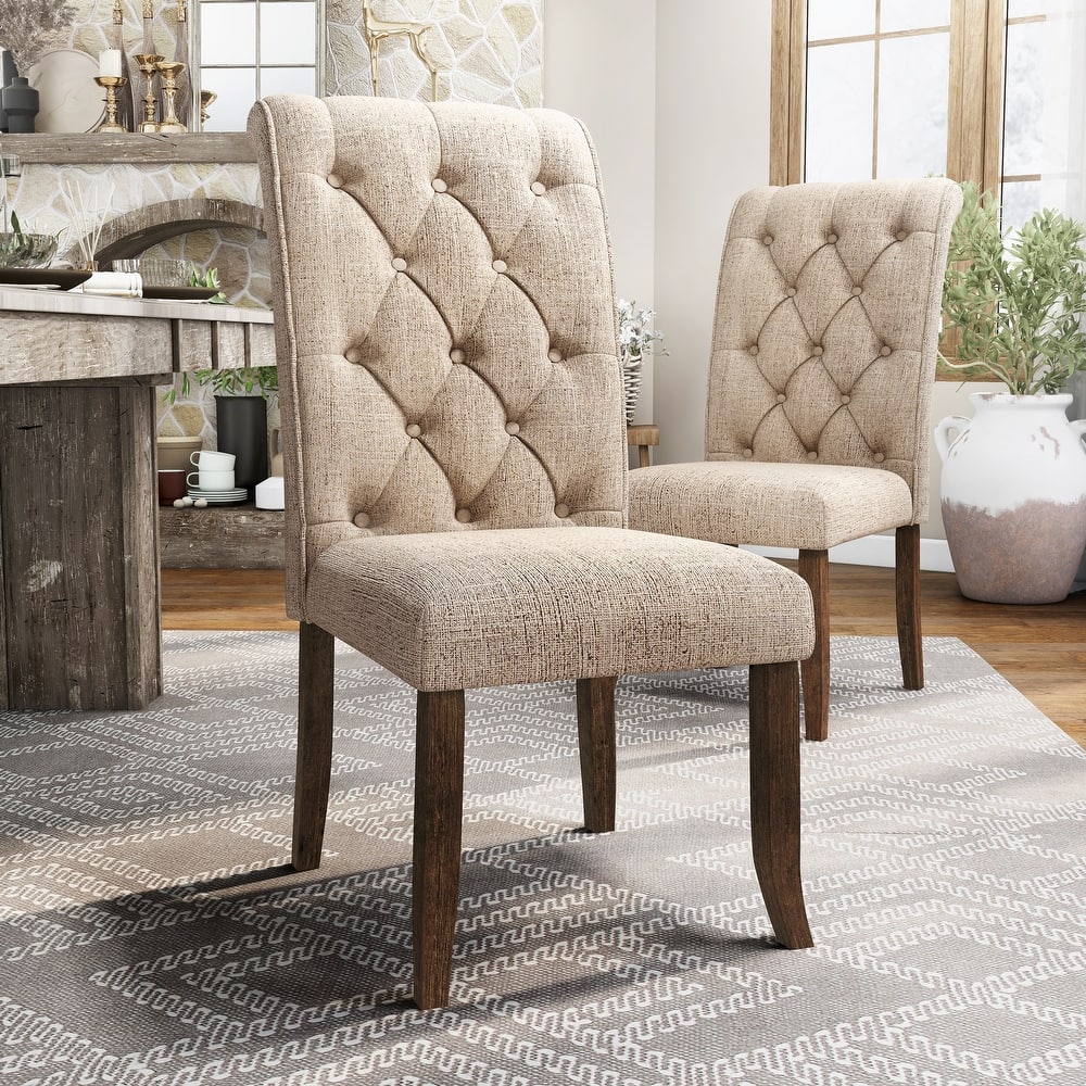 Sheila Rustic Farmhouse Tufted Fabric Dining Chairs (Set of 2) by Furniture of America