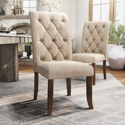 Furniture of America Sheila Button Tufted Flax Dining Chairs (Set of 2)