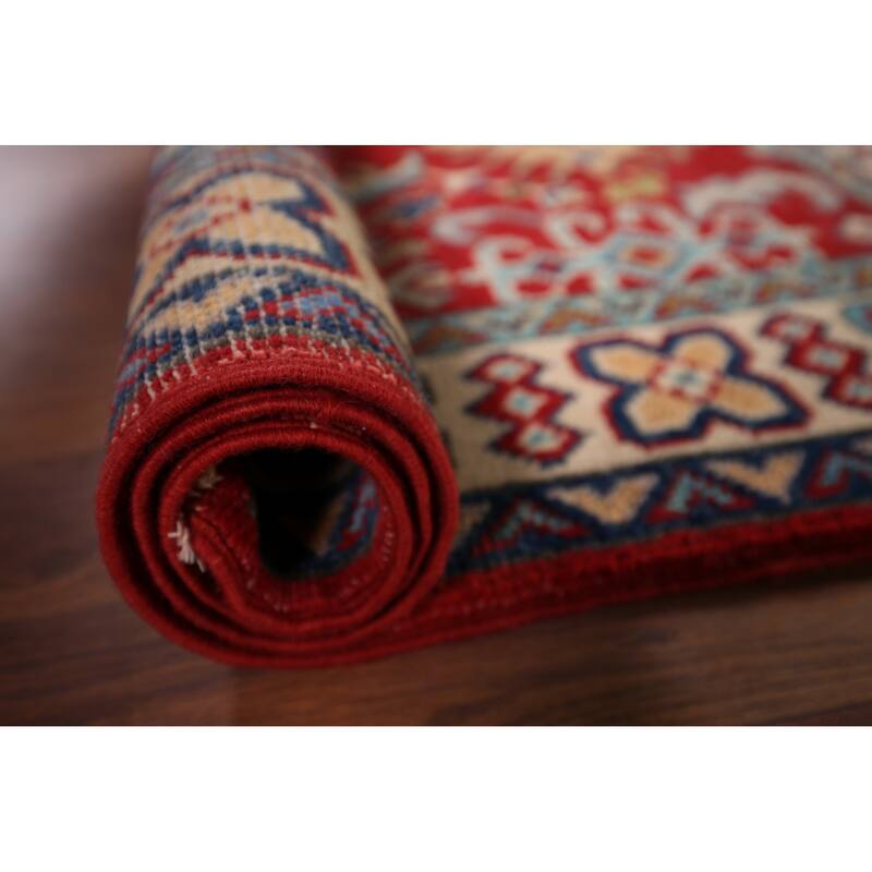 Red Floral Kazak Foyer Rug Handmade Wool Carpet - 2'9" x 4'2"