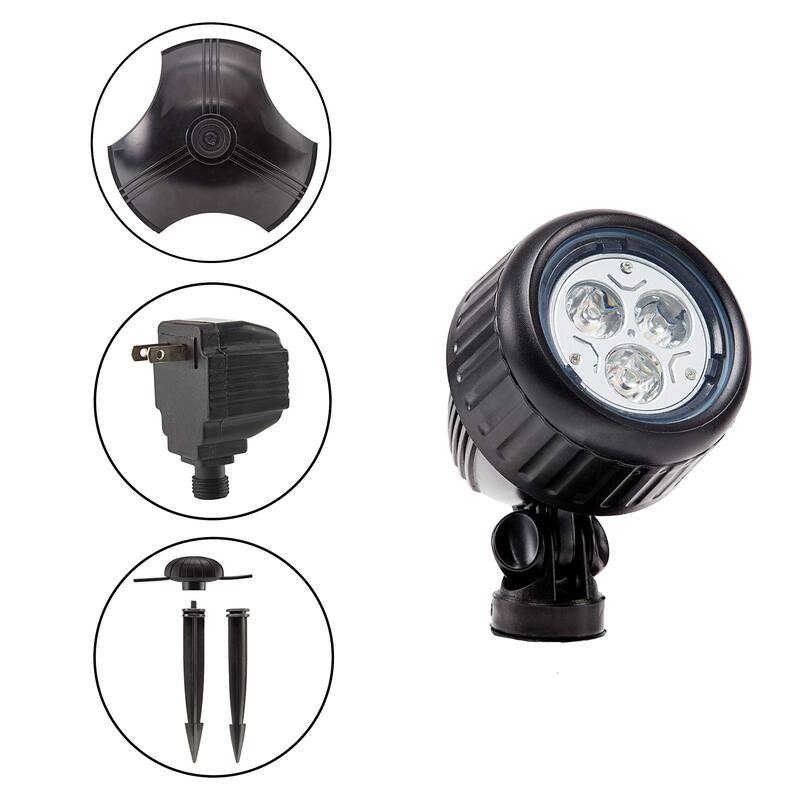 Warm White LED Lights with Stake, Transformer and Photocell (Set of 3)