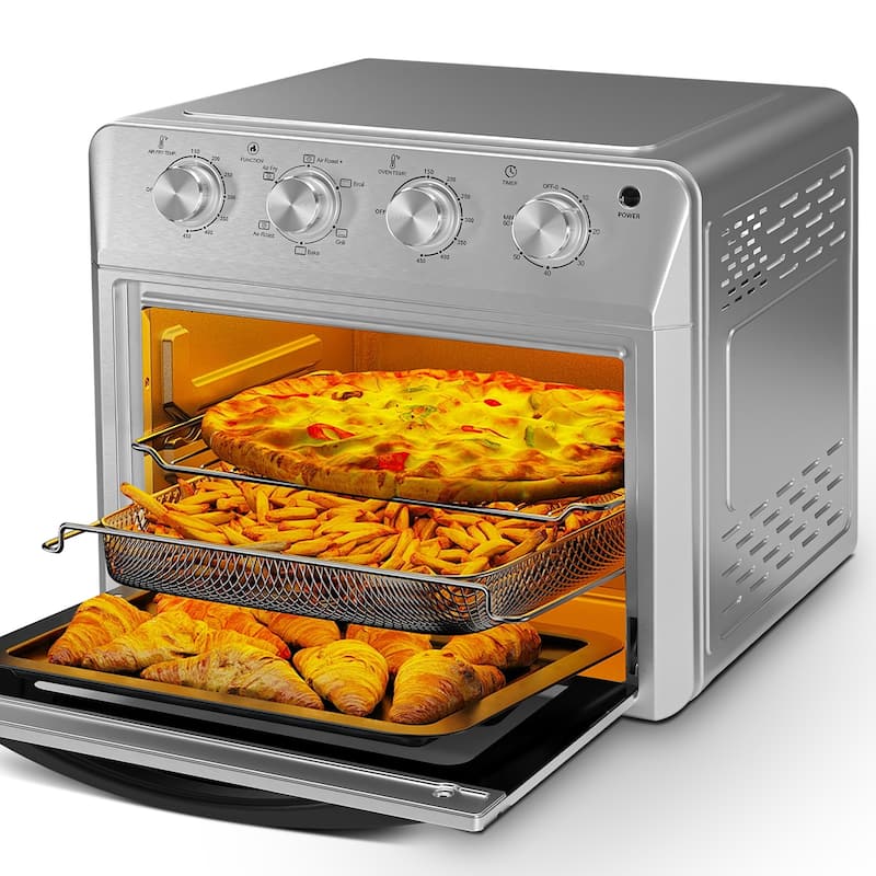 Plum Chef Air Fryer Oven 27.5QT, 6-in-1 Countertop Oven, Air Fry, Bake, Broil, Toast, Warm, Dehydrate, 4 Knob Control, 1600W