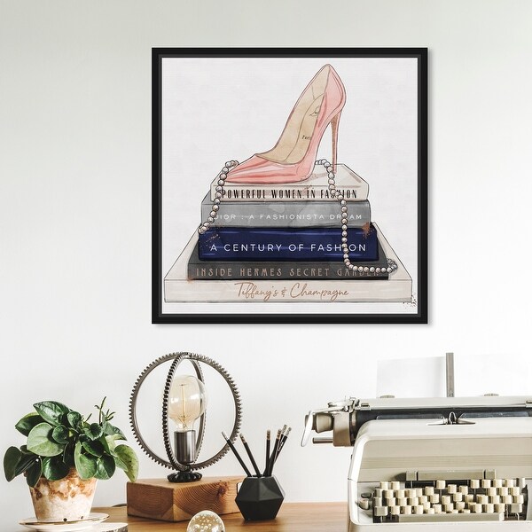 Oliver Gal 'Blush Stilleto and Navy Books' Fashion and Glam Wall