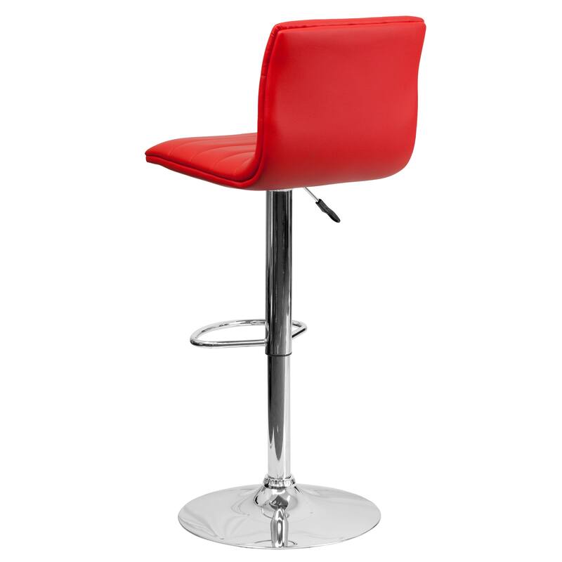 Modern Vinyl Stitch Back Adjustable Height Barstool - 16"W x 19"D x 35" - 44"H