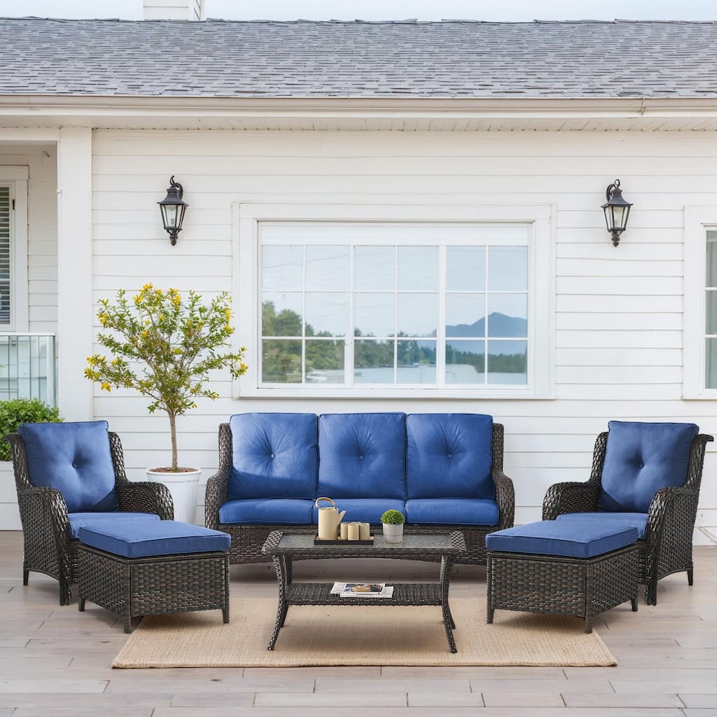Outdoor Patio Chairs with Sofa Ottoman Table