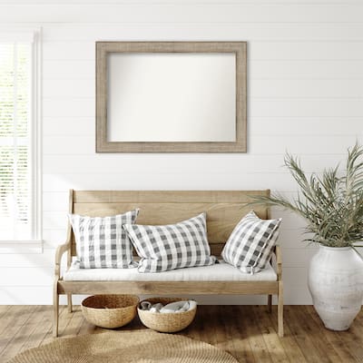 Trellis Silver Framed Non-Beveled Custom Wall Mirror, Bathroom Vanity Mirror