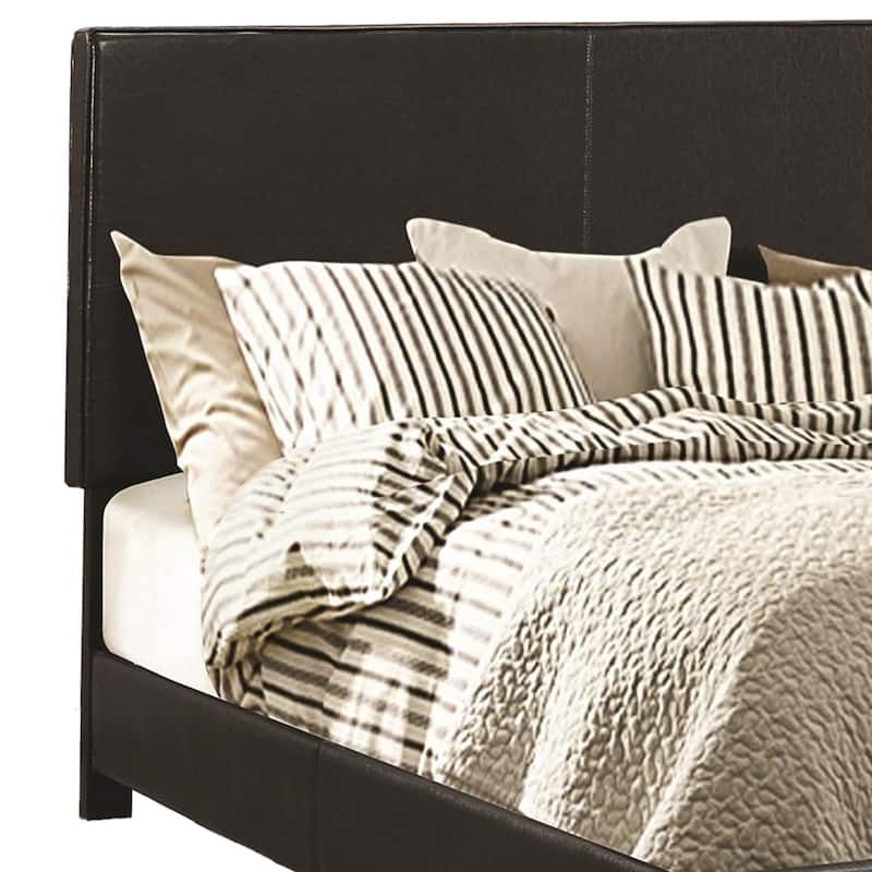 Leather Upholstered Eastern King Size Platform Bed, Black