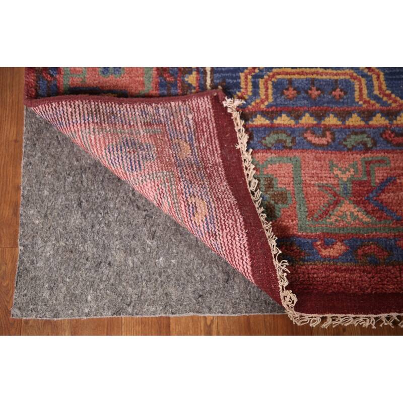 Geometric Orange Sirjan Area Rug Handmade Oriental Wool Carpet - 7'9"x 9'10"