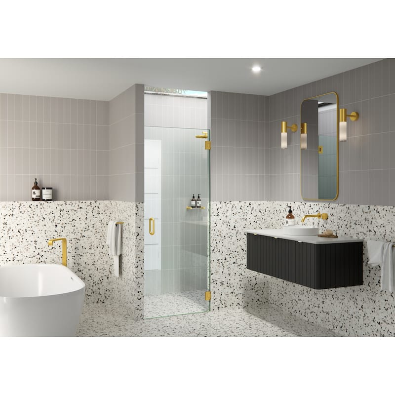 Glass Warehouse GW-DO-25 Albedo 78" High x 25" Wide Hinged Frameless - Satin Brass