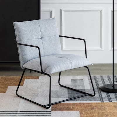 Linen Upholstered Accent Chair Armchair with Metal Frame - 31.5"H x 25.87"W x 19.3"D