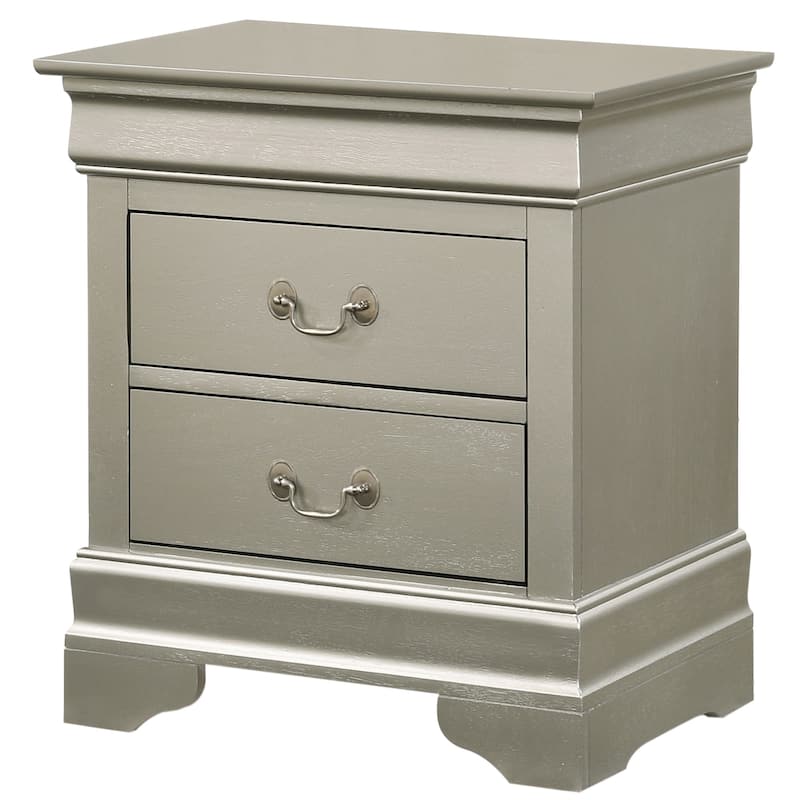 Traditional 22-in Metal Hand Holder 2-Drawer Wood Nightstand
