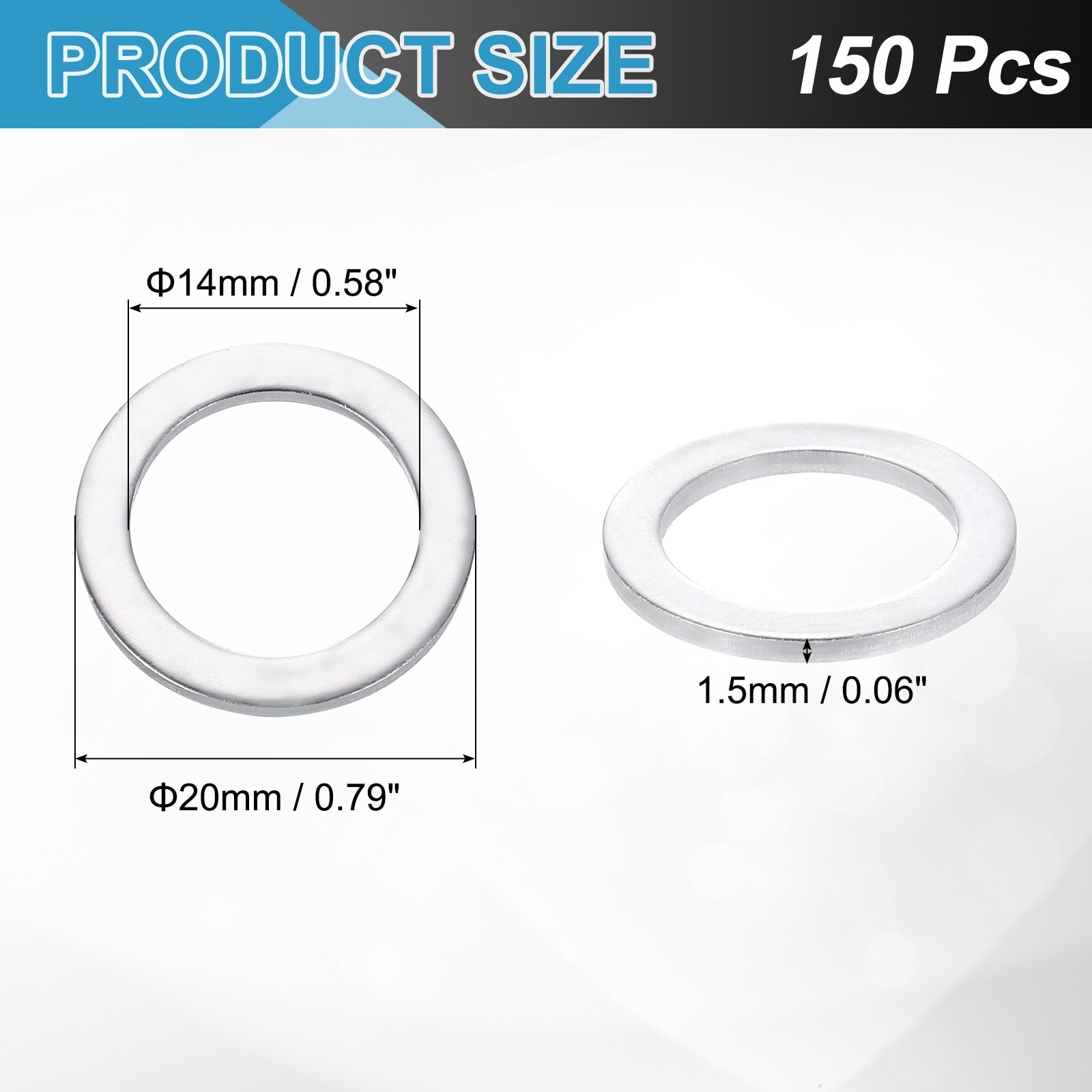 Aluminum Flat Washer, Round Seal Gaskets Flat Spacers for Screws Bolts