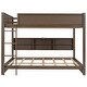 preview thumbnail 11 of 22, Queen over Queen Size Bunk Bed with Ladder and Cabinets, Multifunctional Kids Teens Storage Bed Frame with USB Port
