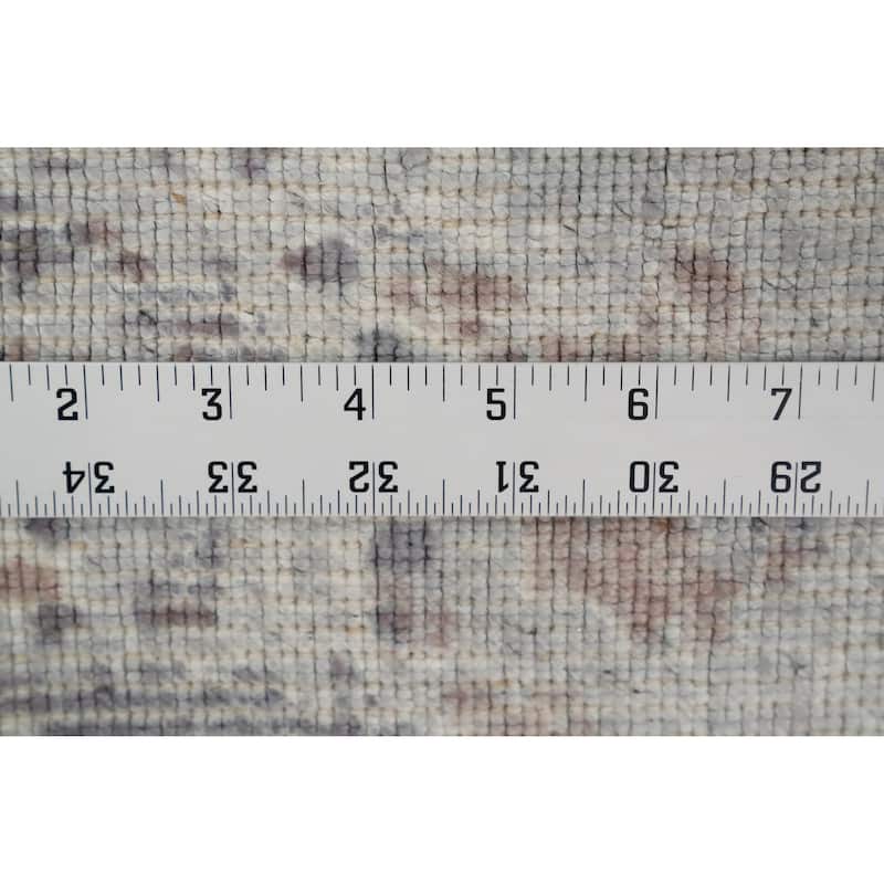 Hand Knotted Oriental Viscose Silk Carpet Modern Pictorial Purples Abstract Area Rug - 7' 10'' X 5' 9''