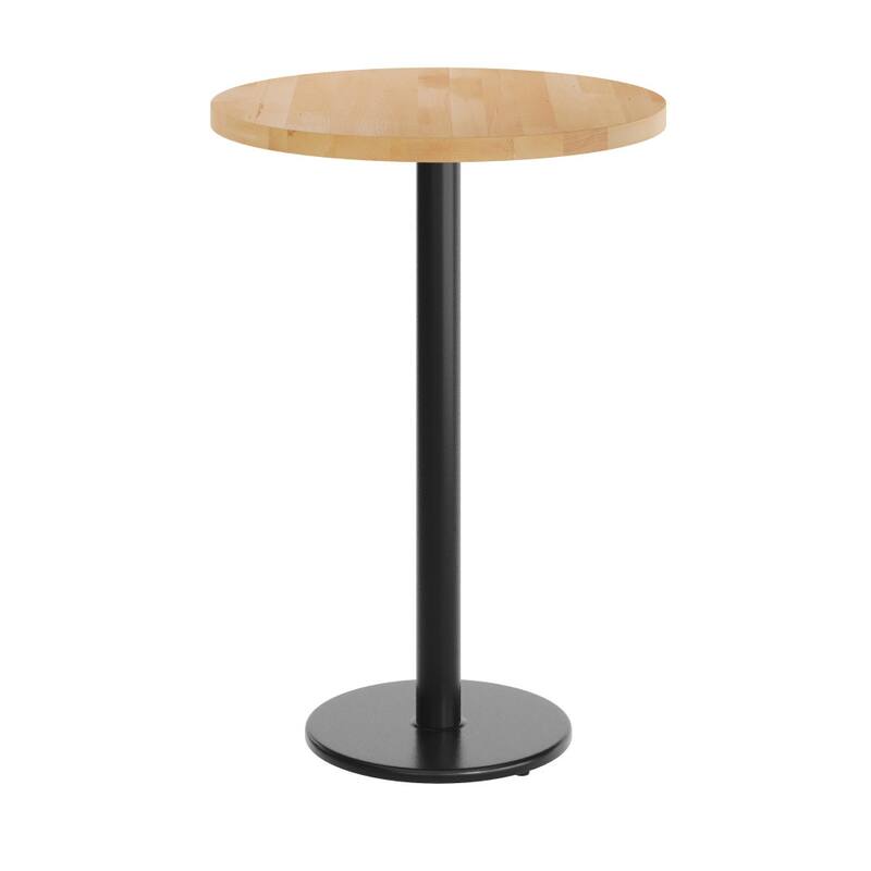 Round Solid Wood Commercial Tabletop with 18" Round Bar Height Base - 30"W x 30"D x 42"H
