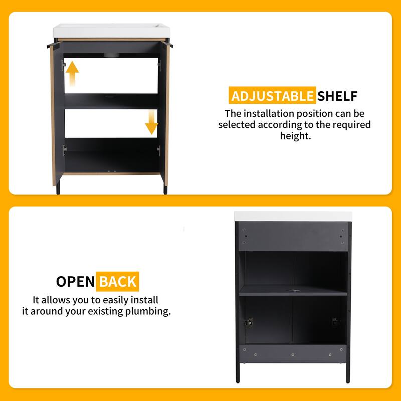 Beingnext 24"/30"/36"/48"/60" Bathroom Vanity with Sink, Freestanding Bathroom Vanity with Soft Close Door and Shelf